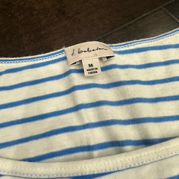 Babaton Blue & White Striped Half Sleeve Top - Size Medium - Picture 3 of 10